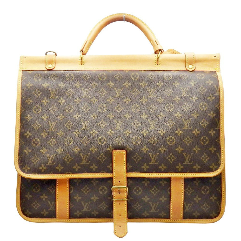 LOUIS VUITTON Sac Kleber Monogram Boston Bag Hunting Leather Brown